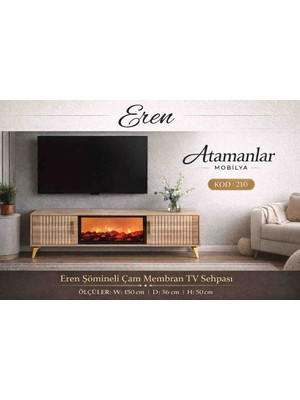 Atamanikra 210EREN Şömineli Çam Mebran Tv Sehpa