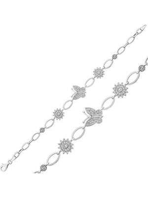 Tienda Elegante Gümüş Kelebek Bayan Bileklik