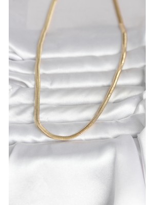 Aesco cm 14K Gold Renk Yassı Yılan Zincir Model 45 cm Kadın Kolye - Lisinya