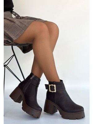 Aesco Pinma Acı Kahve Cilt Topuklu Bot - Lisinya