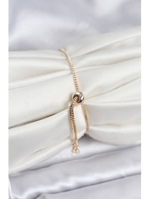 Aesco Göz Model Zirkon Taşlı Gold Renk Asansörlü Su Yolu Bileklik - Lisinya