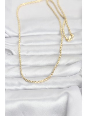 Aesco cm 14K Gold Renk Burgu Model Zincirli 60 cm Kadın Kolye - Lisinya