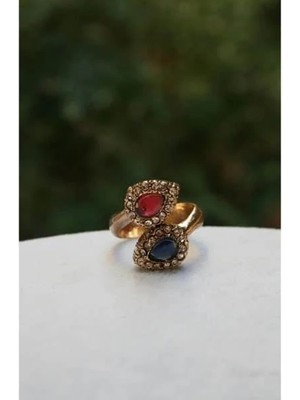 Stoneage Yakut ve Safir Taşlı Ayarlanabilir Kadın Yüzük