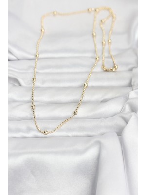 Aesco cm 14K Gold Renk Top Zincir 60 cm Kadın Kolye - Lisinya