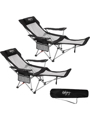 Wejoy Aerocomfort Lounge 2'li Set 4 Pozisyonlu Yatabilen Kamp Sandalyesi Blk/gry