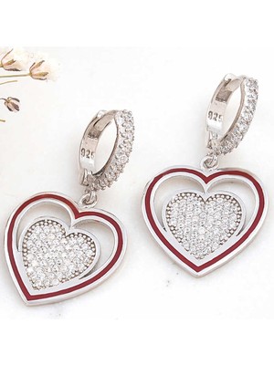 Tienda Elegante ​Gümüş Sallantılı Kalp Kadın Küpe