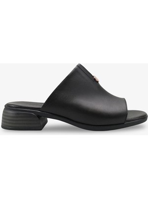 Anisya Kadın Hakiki Deri Terlik - Siyah