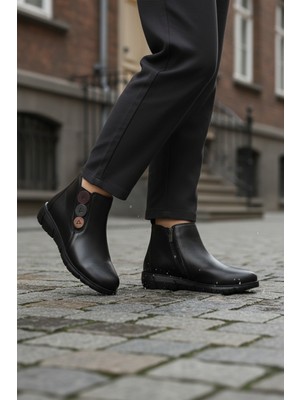 Voyager Z406 Hakiki Deri Anatomik Siyah Kadın Bot