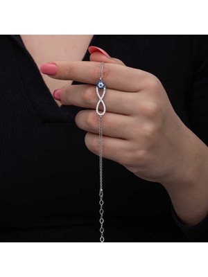 Tienda Elegante Gümüş Nazarlı Sonsuzluk Kadın Bileklik