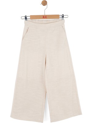 Nk Kız Çocuk Keten Pantolon 4-8 Yaş Krem