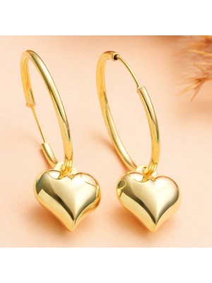 Tienda Elegante Gümüş Gold Kalp Sallantılı Kadın Küpe