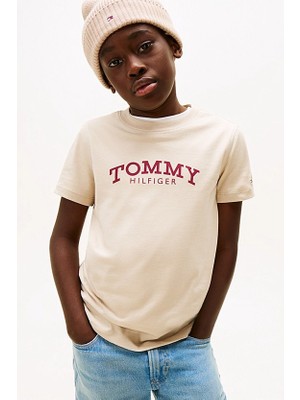Tommy Hilfiger Erkek Çocuk Pamuklu Grafik Logolu T-Shirt - Bej