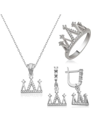 Fm Gümüş Kraliçe Tacı Bayan Set