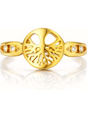 Formzen 316L Paslanmaz Çelik Hayat Ağacı Figürlü Zarif Kadın Yüzük