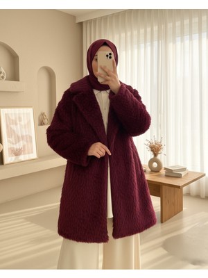 Modamorfo Beli Kuşaklı Cepli Sakallı Kap -Bordo