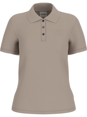 Guess Kadın Paula Aktif Slim Fit Polo T-Shirt - Bej