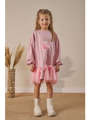 Minipodyum Kız Çocuk Elbise Tüllü Bayramlık