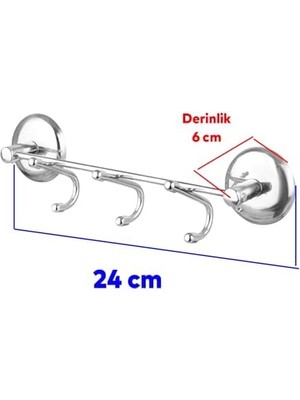 Liora Banyo Lavabo Vidalı Askılık 3'lü Metal Sağlam Aparat Krom Askılık Elbise Havlu Asma Askı
