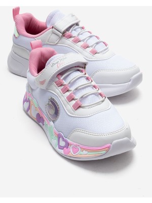 Ccway Cırtlı Kalpli Taban Anorak Çocuk Spor Ayakkabı 31-35 BEYAZ PEMBE