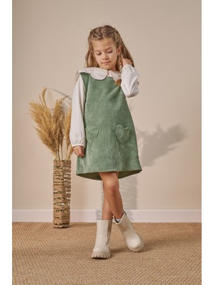 Minipodyum Kız Çocuk Elbise Gömlekli Yaka Detaylı Bayramlık