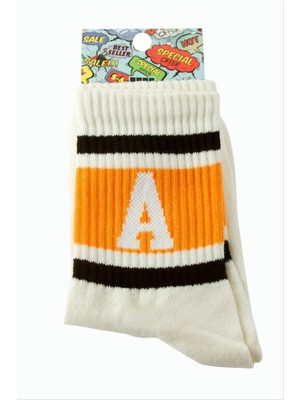 Zero Land Matrixzn Çizgili Kolej Çorap 8*28 - Turuncu