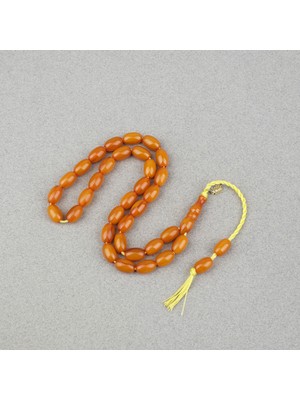 Lapisdo Omari Sıkma Kehribar Beyzi Kesim Sistemli 7.5X12MM Tesbih