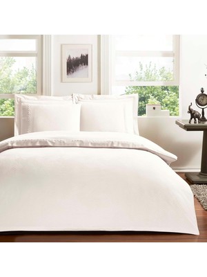 Velora Pamuk Sambre Nevresim Takımı Ekru Çift Kişilik