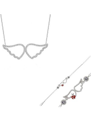 Fm Gümüş Melek Kanadı Bayan Set