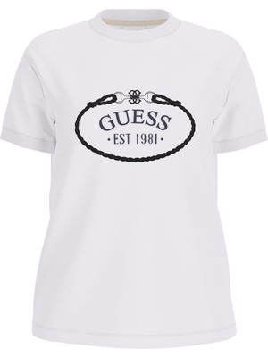 Guess Kadın Rosalba Aktif Regular Fit T-Shirt - Beyaz