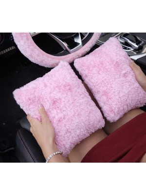 Arabasına Aşıklar Kulübü Şeker Pembe Peluş Araç Içi Koltuk Başı Yastık Minder