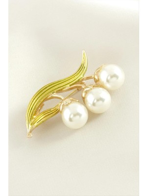 Die Grup Çiçek Mineli Inci Broş