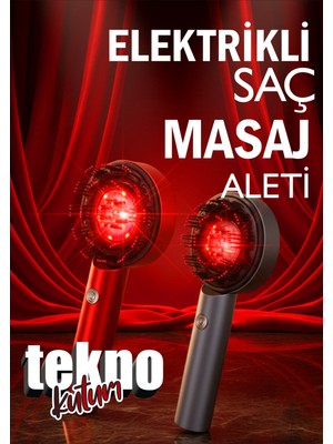 teknokutum Saç Bakım Masaj Tarağı Şarjlı Yağ Aplikatörlü Saç Derisi Masaj Fırçası Kırmızı Işık Terapisi