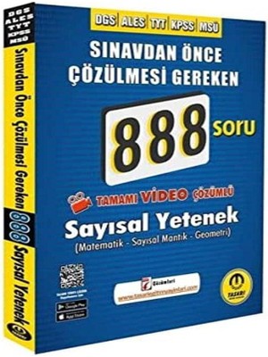 Velora Dgs Ales Video Çözümlü 888 Sayısal Soru Bankası: Sayısal Yetenek Matematik - Sayısal Mantık - Geometri