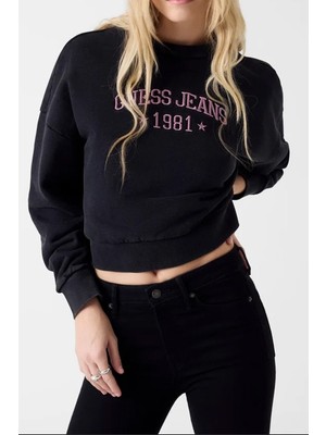Guess Kadın Bisiklet Yaka Sweatshirt - Siyah