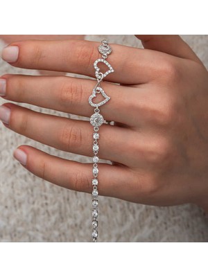 Tienda Elegante Gümüş Sonsuzluk Iki Kalp Kadın Bileklik