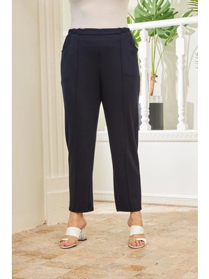 Rmg Beli Lastikli Fitilli Büyük Beden Lacivert Çelik Örme Pantolon