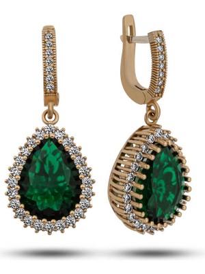 Tienda Elegante Gümüş Zümrüt Taşlı Hürrem Kadın Küpe