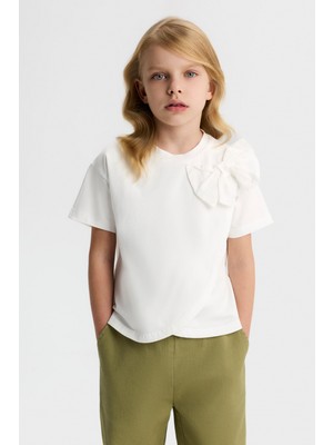 Nk Kız Çocuk Pure Tshirt 4-8 Yaş Ekru