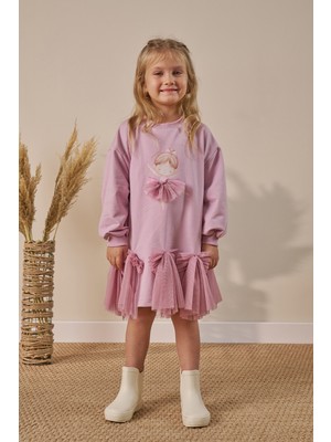 Minipodyum Kız Çocuk Elbise Tüllü Bayramlık
