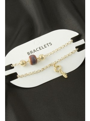 Zero Land Matrixzn 2 Adet Anahtar Trend Zincir Bileklik - Sarı