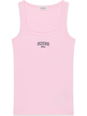 Guess Kadın Askılı Ribana Atlet T-Shirt - Pembe