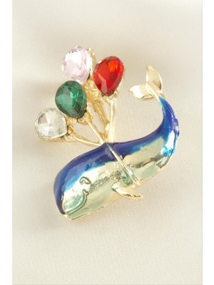 Zero Land Matrixzn Yunus Mineli Taşlı Broş - Gümüş Rengi