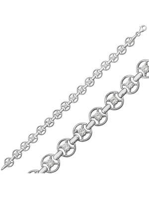 Tienda Elegante Gümüş Yuvarlak Su Yolu Bayan Bileklik