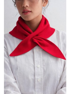 Bahels Viral Kırmızı Geçmeli Boyunluk Şal Atkı