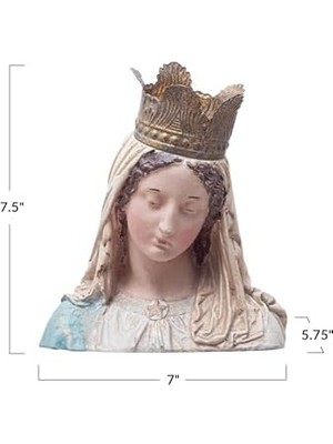 Velora Co-Op Elle Boyanmış Magnezya Reprodüksiyon Meryem Göğüs Çıkarılabilir Taç Dekorlu, Çok Renkli
