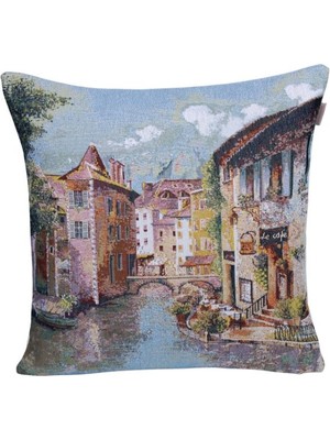 Believe Venedik Tarihi Sokaklar Jakarlı Dokuma Goblen Dekoratif 45*45KIRLENT