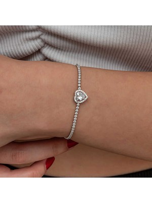 Tienda Elegante Gümüş Kalpli Su Yolu Bileklik