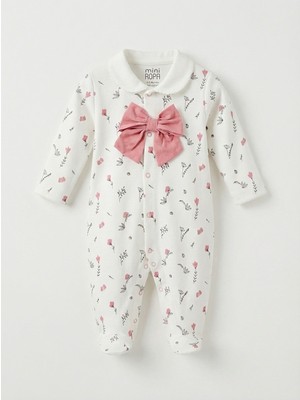 Fiyonklu Kız Bebek Tulumu Bebe Yaka Patikli Kız Bebek Tulumu