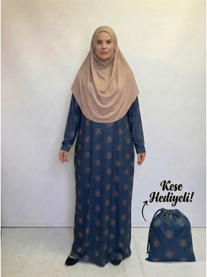 Plistre 2312_PRATIK Tek Parça Kaymaz Başörtülü Kolay Giyilebilen Namaz Elbisesi-Çantalı Esnek Kumaş
