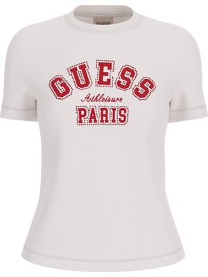 Guess Kadın Anita Aktif Slim Fit T-Shirt - Beyaz